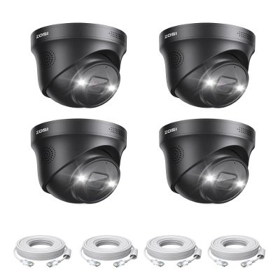 ZOSI 4PK 4K PoE Add On Cameras with Ethernet Cables,8MP Dome Security IP Camera Outdoor Indoor,Person Vehicle Detection,Night Vision,Sound & Light Alarm,2-Way Audio,Only Work ZOSI 4K PoE NVR
