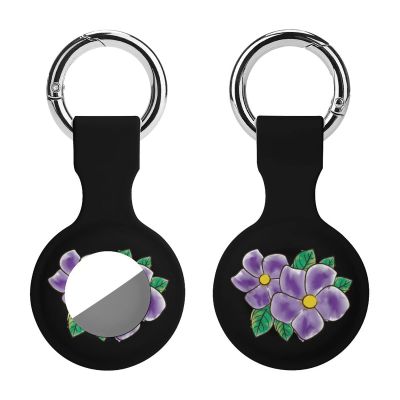 African Violet Flower Silicone Case Compatible with AirTag Durable Protective Cover with Keychain for Bags Pets 1PCS