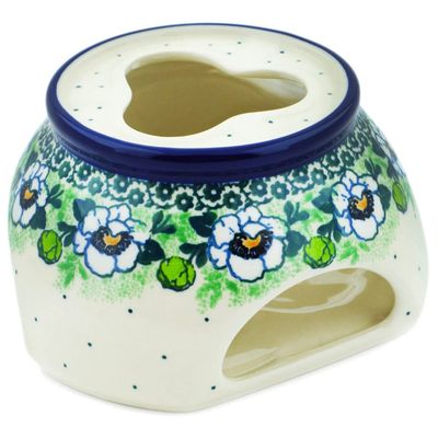 Polmedia Polish Pottery Heater - Green Flora Pattern Handmade in Boleslawiec Poland by Ceramika Artystyczna + Certificate of Authenticity