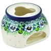 Polmedia Polish Pottery Heater - Green Flora Pattern Handmade in Boleslawiec Poland by Ceramika Artystyczna + Certificate of Authenticity view 1