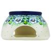 Polmedia Polish Pottery Heater - Green Flora Pattern Handmade in Boleslawiec Poland by Ceramika Artystyczna + Certificate of Authenticity view 3