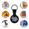 African Violet Flower Silicone Case Compatible with AirTag Durable Protective Cover with Keychain for Bags Pets 2PCS view 3