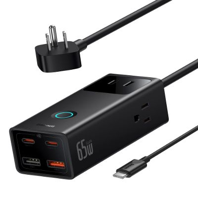 Baseus Power Strip Surge Protector 1200J - PD65W USB C Charger Extension Cord with 3 AC Outlets & 4 USB Port Fast Charging Charging Station for Office Dorm Room Home
