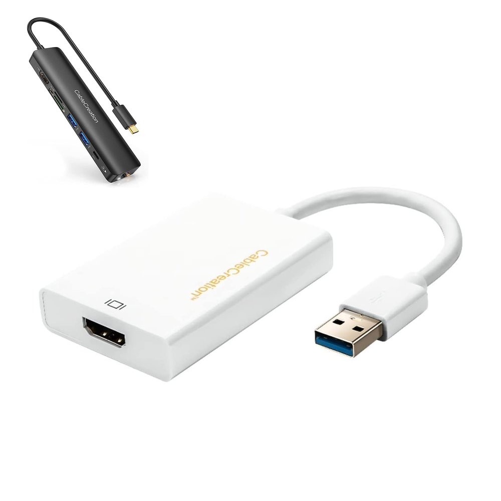 Bundle  2 Items: CableCreation USB HDMI Adapter with DisplayLink Chip + 7 in 1 USB C Hub