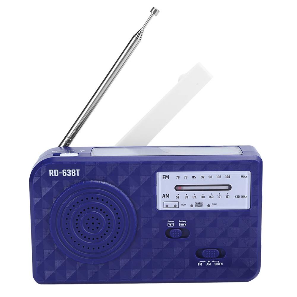 Septpenta Emergency Radio, Solar Hand Crank Fm/AM Weather Alert Portable Radio with Built in Speaker with Cell Phone Charger, Headphone Jack, Flashlight, for Emergency and Disaster Relief(Blue)