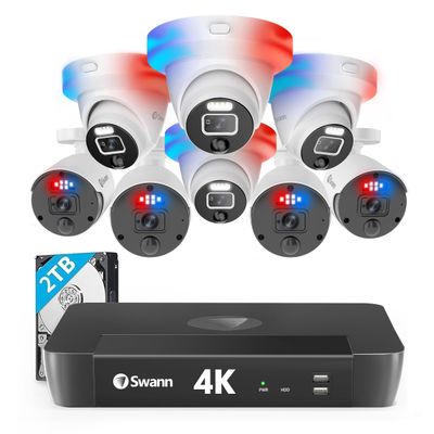 Enforcer 4K Ultra HD 8 Channel NVR with 4 Bullets and 4 Dome Cameras, Enhanced AI with Lights & Sirens