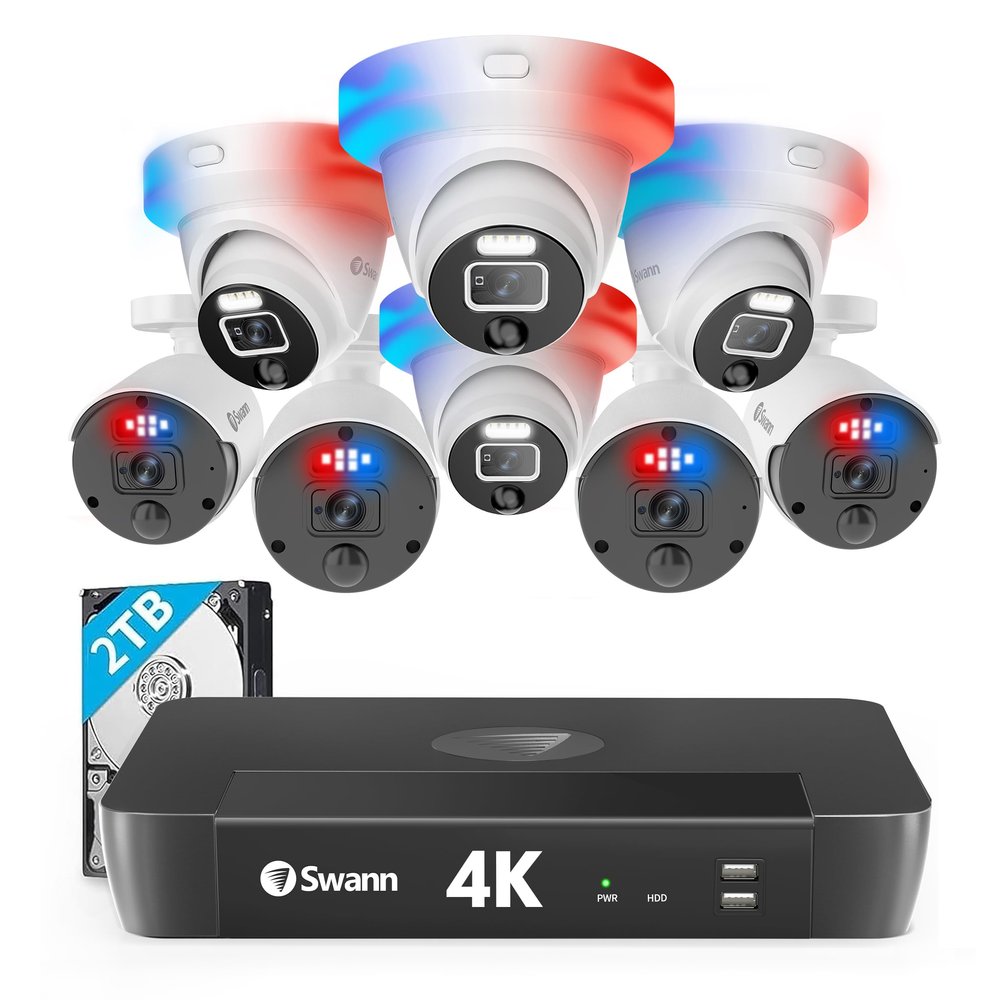Enforcer 4K Ultra HD 8 Channel NVR with 4 Bullets and 4 Dome Cameras, Enhanced AI with Lights & Sirens