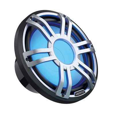 HERTZ HMS 12 S2-LD-G - 12" 2-Ohm Marine Subwoofer with RGB LEDs, Gray Sport Grille