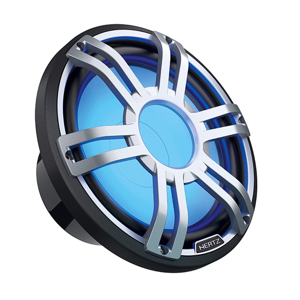 HERTZ HMS 12 S4-LD-G - 12" 4-Ohm Marine Subwoofer with RGB LEDs, Gray Sport Grille