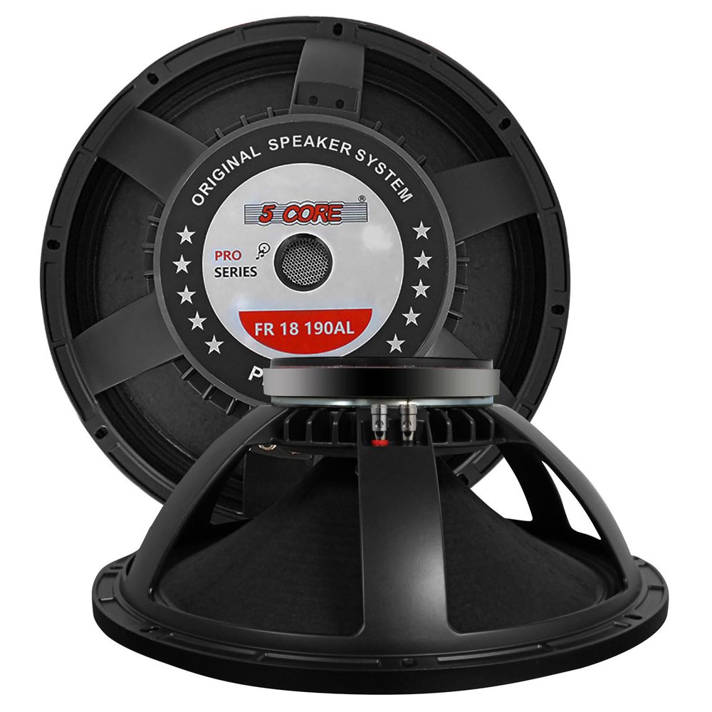 5 CORE 18" Subwoofer Speaker 1200W 8 Ohm Full Range PA DJ Pro Audio Replacement Woofer Deep Bass Component Speaker - FR 18 190 AL