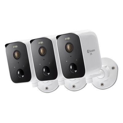 Swann CoreCam Pro Wireless Security Camera, 2K HD, Indoor/Outdoor Home, Spotlight, 2-Way Talk & Siren, Heat Motion Detection, Color Night Vision, IP65, 3 Pack