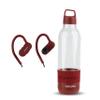AIWA Water Bottle with Speaker and Earphone Bundle - 400ml Water Bottle with 4 Hour Playtime and Wireless Sports Earphones with Integrated Mic, 10 Hours Playtime for Workout, Camping and Hiking, Burgudy view 1