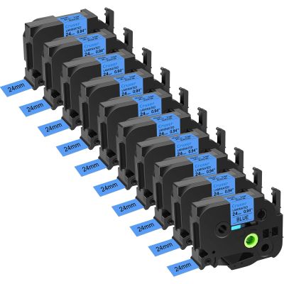 Cruxer 10 Pack Replacement for P-Touch TZe-551 TZ551 TZe551 24mm 0.94" Blue Text on White Tape Compatible with ptouch PT-D600 D600VP P700 P750W P900W P950NW PTP710BT PT-9600 PT-H500LI Label Maker