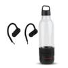 AIWA Water Bottle with Speaker and Earphone Bundle - 400ml Water Bottle with 4 Hour Playtime and Wireless Sports Earphones with Integrated Mic, 10 Hours Playtime for Workout, Camping and Hiking,Black view 1