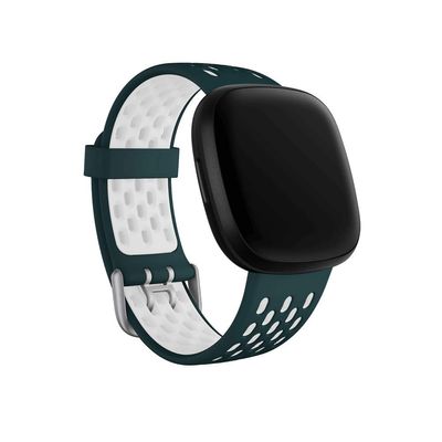 Seleek Replacement Bands Compatible with Fitbit Versa 3 / Versa 4 / Sense/Sense 2, Silicone Adjustable Classic Accessory Wristband Fitness Straps for Women MenSmallSlate+White