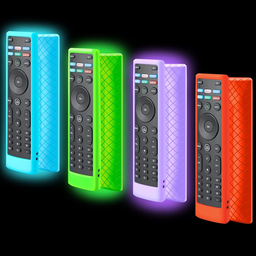 4 Pack Cover for Vizio Remote, Compatible with Vizio Remote Case XRT136 / XRT140 D Series Universal Smart TV Control Replacement Silicone Skin Sleeve Glow in The Dark