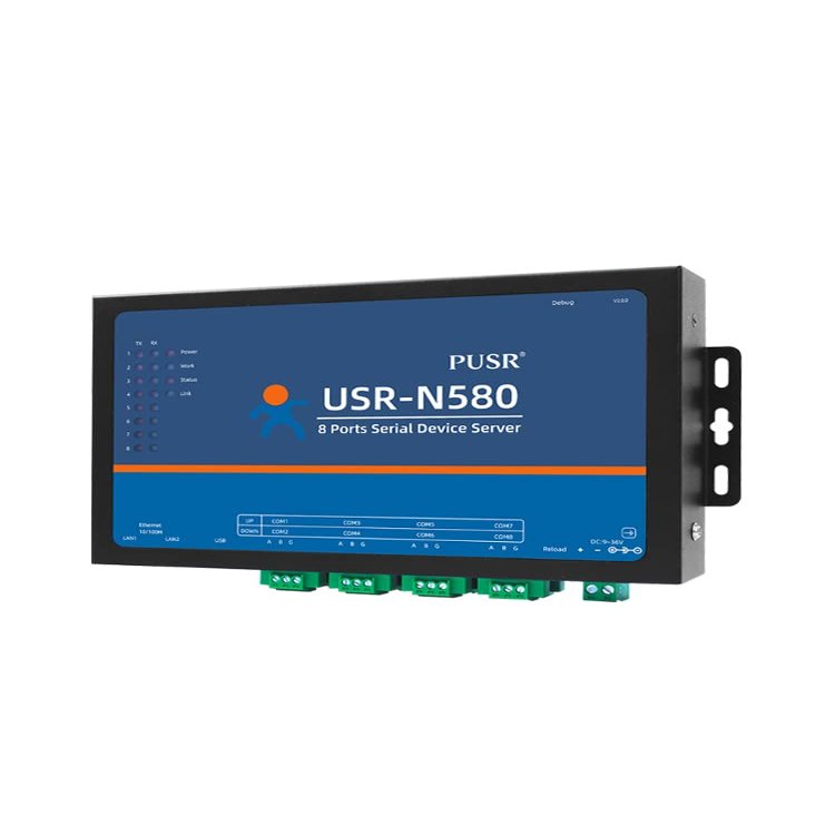 PUSR 8 Ports MQTT Modbus Gateway Support SSL/TLS Edge Computing RS485 Serial to ethernet Converter Device Server USR-N580