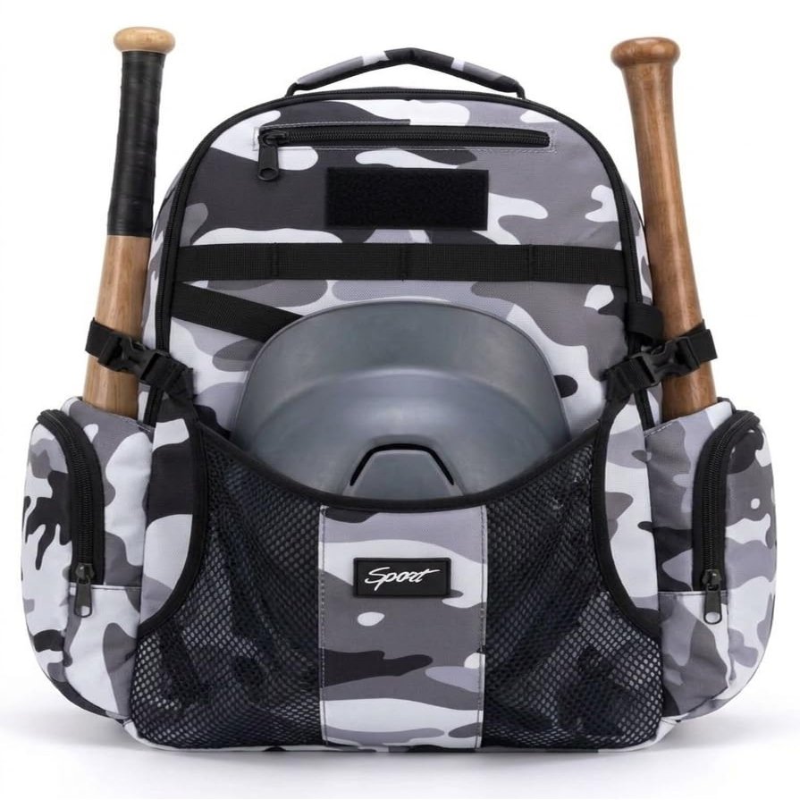 rickyh style Large Baseball Backpack with Fence Hook for Helmet Cleats 2 Bats