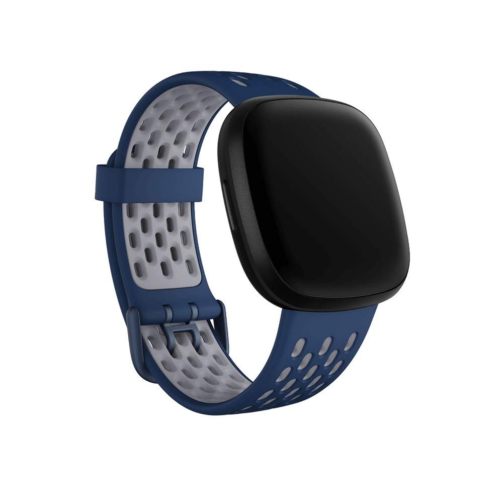 Seleek Replacement Bands Compatible with Fitbit Versa 3 / Versa 4 / Sense/Sense 2, Silicone Adjustable Classic Accessory Wristband Fitness Straps for Women Men LargeBlue+Grey
