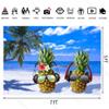 TOAOFY Summer Beach Ocean Photo Backdrop Blue Sky Tropical Palm Tree Background Funny Pineapple Hawaii Beach Party Photo Decor Kids Child Birthday TAYBZT412 view 2