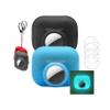 [2 Pack] for Airpods pro 2 airtag case,2 in 1 Case for Airpods Pro 2 Case with Airtag Holder,Silicone GPS Tracker Cover Holder with 2 Lanyard,Glow in The Dark,Black+Glow Blue view 1