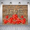 10x6.5ft Brown Wooden Valentine's Day Red Heart Shinny Photography Backdrops Love Photo Booth Prop for Studio Portrait view 1