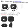 [2 Pack] for Airpods pro 2 airtag case,2 in 1 Case for Airpods Pro 2 Case with Airtag Holder,Silicone GPS Tracker Cover Holder with 2 Lanyard,Black+Navy Blue view 2