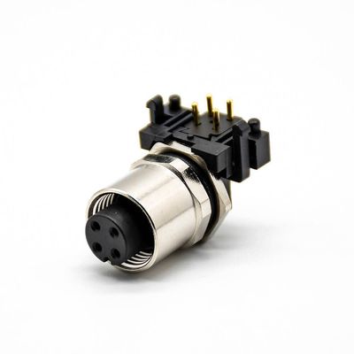 M12 Connector Female 4Pin PCB Mount Right Angle A Code Back Mount Solder type Connector