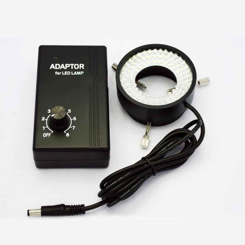 96LED Microscope Ring Light Source Ajustable Optical Industrial Camera CCD Vision Light Source Microscope LED Ring Light White Light Inner Dia 50mm