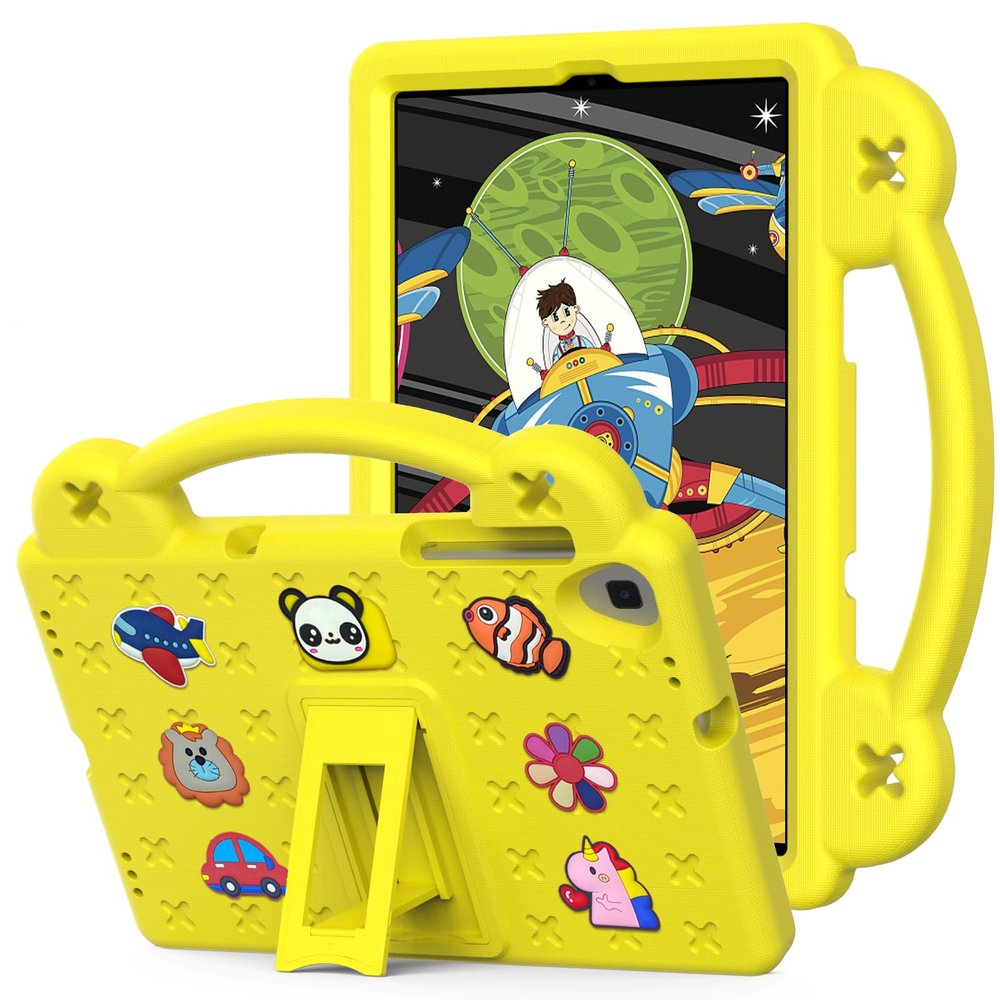 BLCshine Cute Kids Case for Lenovo Tab M10 Plus 10.3 (2nd Gen) / M10 HD 2nd Gen / K10 10.3, Durable Shockproof EVA Protective Case with Handle & Kickstand & Shoulder Strap & DIY Cartoon Pattern,Yellow