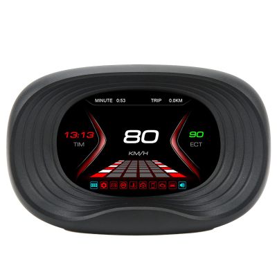 Car HUD, Multifunctional Vehicle OBD Gauge Display, 3.0in Color LCD HUD Digital Speedometer for OBD2 Model Gasoline Vehicles
