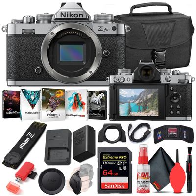 Nikon Z fc Mirrorless Digital Camera (Body Only) (Black, 1671) Bundle with 64GB Extreme PRO SD Card + Camera Bag + Editing Software + Padded Hand Strap + Cleaning Kit + More (Renewed)