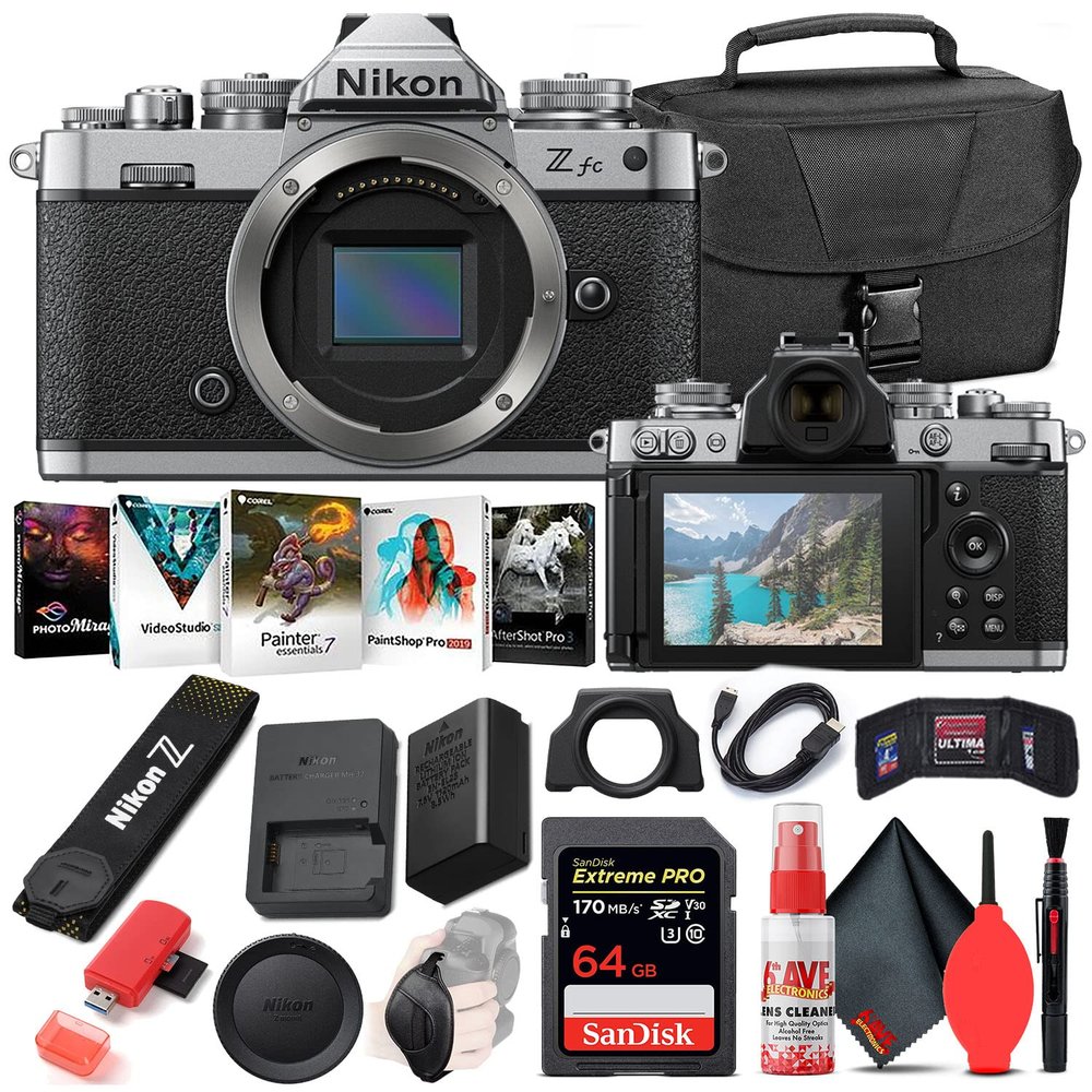 Nikon Z fc Mirrorless Digital Camera (Body Only) (Black, 1671) Bundle with 64GB Extreme PRO SD Card + Camera Bag + Editing Software + Padded Hand Strap + Cleaning Kit + More (Renewed)