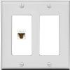 RiteAV 1 Port Cat6 Ethernet Wall Plate Female-Female - 2 Gang Decorative [Gray/White] view 1