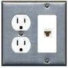 RiteAV 1 Port Cat6 Ethernet Wall Plate Female-Female - Round Outlet [Stainless/White] view 1