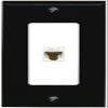 RiteAV Decorative 1 Port Cat6 Ethernet Wall Plate Female-Female - 1 Gang [Black/White] view 1