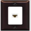 RiteAV Decorative 1 Port Cat6 Ethernet Wall Plate Female-Female - 1 Gang [Bronze/White] view 1
