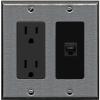 RiteAV 1 Port Cat6 Ethernet Wall Plate Female-Female - Outlet [Stainless/Black] view 1