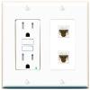 RiteAV 2 Port Cat6 Ethernet Wall Plate - GFCI [White/White] view 1