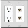 RiteAV 2 Port Cat6 Ethernet Wall Plate - Outlet [Gray/White] view 1
