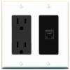RiteAV 1 Port Cat6 Ethernet Wall Plate Female-Female - Outlet [White/Black] view 1