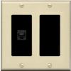 RiteAV 1 Port Cat6 Ethernet Wall Plate Female-Female - 2 Gang Decorative [Ivory/Black] view 1