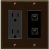 RiteAV 2 Port Cat6 Ethernet Wall Plate - Outlet [Brown/Black] view 1