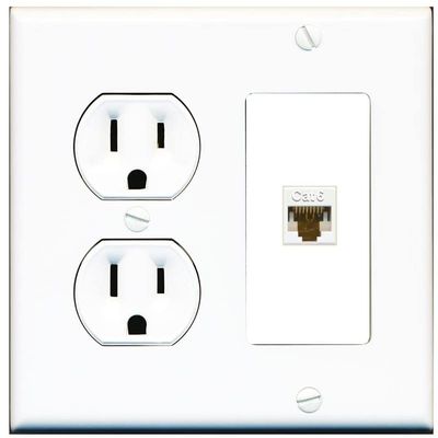 RiteAV 1 Port Cat6 Ethernet Wall Plate Female-Female - Round Outlet [White/White]
