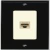 RiteAV Decorative 1 Port Cat6 Ethernet Wall Plate Female-Female - 1 Gang [Black/Light-Almond] view 1