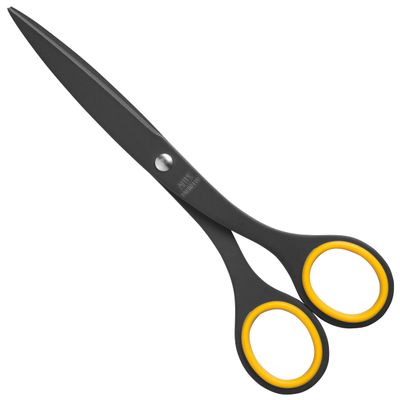 ALLEX Non-Stick Black Office Scissors 6.5" - Japanese All-Purpose Scissors for Desk, Home, and School Use, All-Metal Japanese Stainless Steel Design - Yellow - Made in Japan