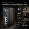 Binardat 10 Port Gigabit L2+ Managed Industrial DIN-Rail Switch, 8 Gigabit Ethernet Ports, 2 Gigabit SFP, Vlan|Route|Ring|ACL|Qos Web/Console Managed view 2