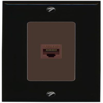 RiteAV Decorative 1 Port Cat6 Ethernet Wall Plate Female-Female - 1 Gang [Black/Brown]