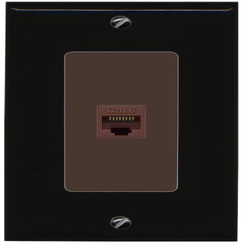 RiteAV Decorative 1 Port Cat6 Ethernet Wall Plate Female-Female - 1 Gang [Black/Brown]