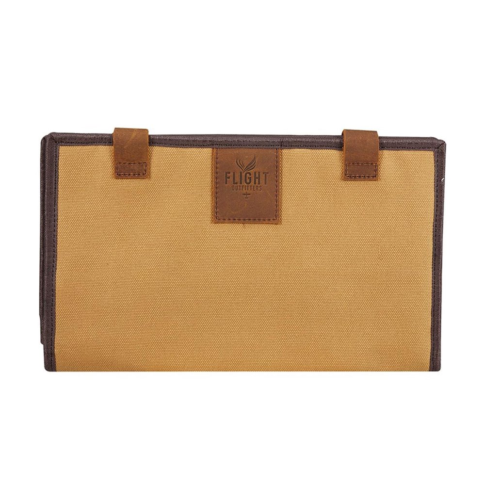 FLIGHT OUTFITTERS Unisex Bush Pilot Logbook Case | Grab-and-Go Canvas Organizer with Leather Closures | Multiple Pockets for Logbook and Accessories | One Loop for Storing a Pen or Stylus, Large